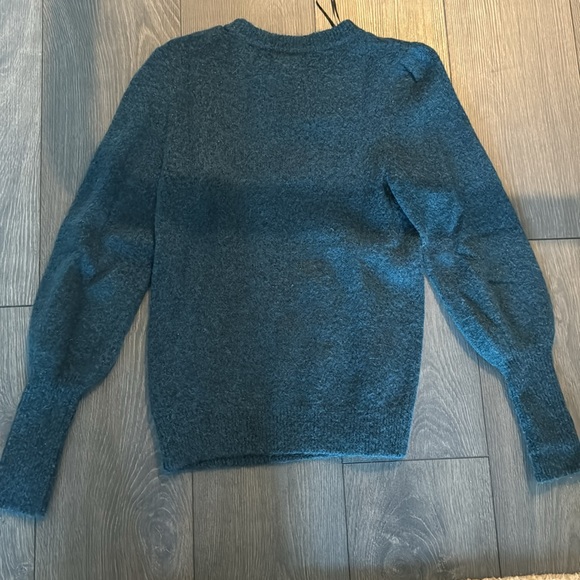 XS Shimmer Fuzzy Teal Sweater - Picture 6 of 8